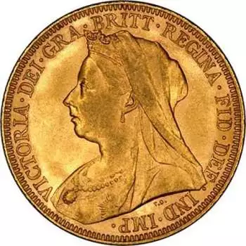 Obverse of the 1900 Queen Victoria Gold Sovereign Coin 