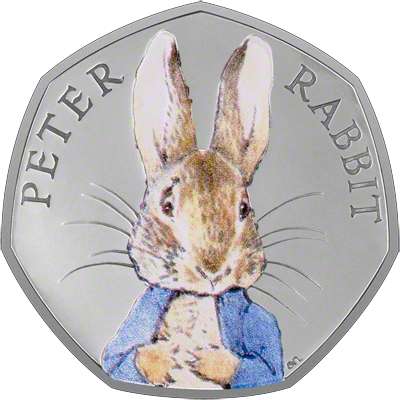 2016 Peter Rabbit Fifty Pence - Coloured Silver Proof Fifty Pence Coin