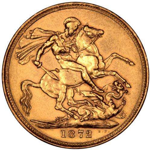 1872 Victoria Young Head St George Gold Graded Sovereign 