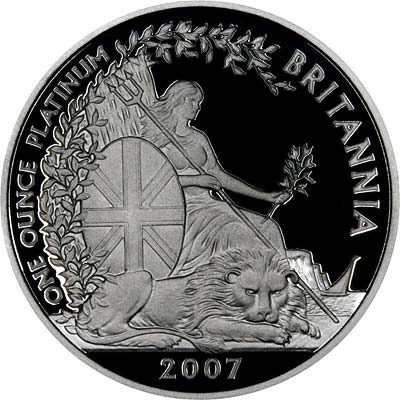 Reverse of 2007 Proof One Ounce Platinum Britannia