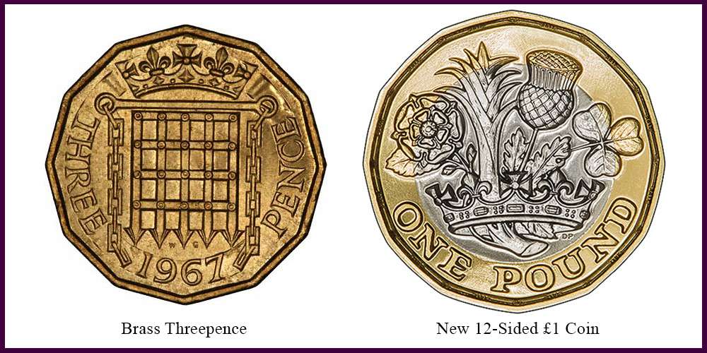 Comparison Between the Brass Threepence and the New £1 Coin