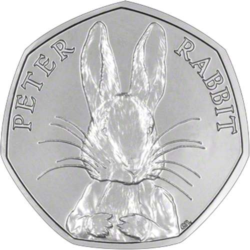 2016 Peter Rabbit Brilliant Uncirculated Fifty Pence Coin