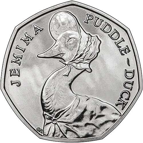2016 Jemima Puddle Duck Brilliant Uncirculated Fifty Pence Coin