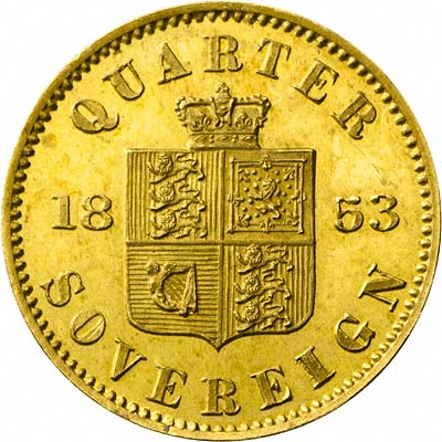 Reverse of the 1853 Quarter Sovereign by William Wyon 