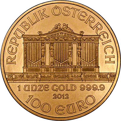 2012 One Ounce Gold Philharmonic 100 Euro Coin