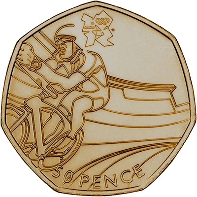 Gold Piedfort Cycling 50p
