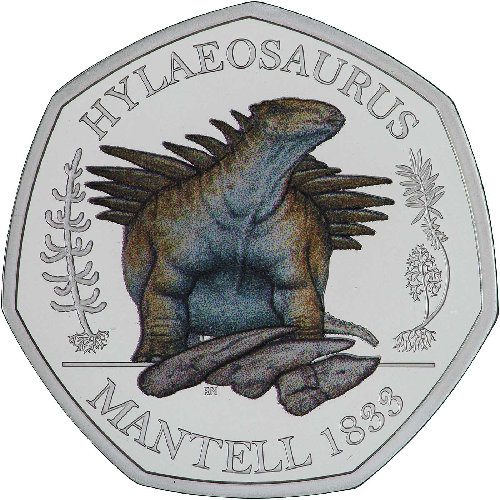 2020 Tales of the Earth: The Dinosauria Collection - Hylaeosaurus Coloured Silver Proof 50 Pence Coin