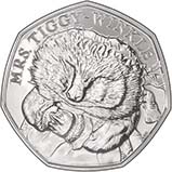 Silver Proof Style Display Mrs Tiggywinkle 50p Coin Beatrix Potter 