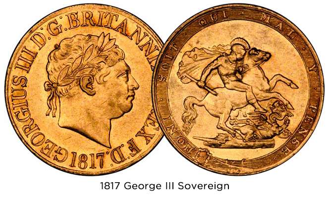 1817 George III Sovereign with the famous St George and Dragon in Garter reverse