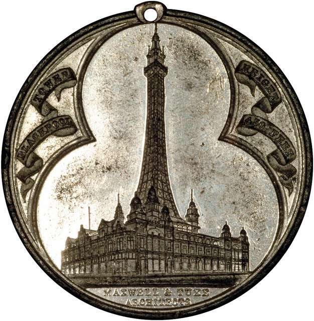 1894 Blackpool Tower Medallion White Metal - Obverse